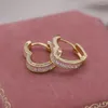 Hoop Earrings South Korea Design Fashion Jewelry 14K Gold Plated Simple Zircon Love Elegant Women's Daily Work Accessories