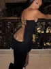 Casual jurken mode ins internet celebrity avond sexy backless veter kunst kunst off-neck borst wrap tube top jurk lang