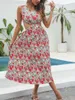 Urban Sexy Dresses Womens hollowed out pleated skirt floral dress womens summer open waist hollowed out chiffon large hem medium length skirt Y240420