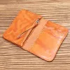 Carteiras 2021 carteira de couro genuíno homens homens vintage handmade struct small bifold mini slim burse titular com bolso de moeda com zíper