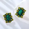 Stud -oorbellen bruiloft luxe in groene fuchsia strass oorbel voor vrouwelijke geometrische vierkante sieraden