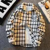 Fashion Patterns Embroidery Plaid Jackets And Coats Men Y2K Trendy Casual Retro Loose Plaid Baseball Uniform for men 240420