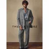 Men's Suits Suite For Man Striped Suit Two Piece Business French Summer Wedding Dress Ceremony Clothes Male Full