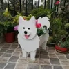 Jardin de fleur de jardin Jardinière en forme de chien Samoyed Labrador Shepherd Dog Vase Pots PVC Home Outdoor Garden Decor Papots de fleurs 240408