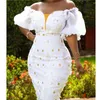 Casual Dresses White Dress One Should Embroiled Place Wait Cinching Sexy Wrap Against Fitting Slit Women's Modern African 2024