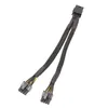 25cm Braided Y-Splitter GPU Adapter Cable PCIe 8 Pin Female To Dual 2X8 Pin(6+2) Male PCI Express Power Adapter Extension Cable