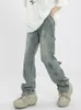 American High Street Bat Design Jeans Punk Hip-Hop Pants Trend Losse veelzijdige jeans mannen kleding Y2K heren jeans broek 240411
