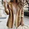 Women's Suits Women Formal Coat Lady Suit Stylish Double-breasted Warm Mid-length Business Jacket With Turn-down Collar