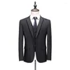 Costumes pour hommes smoking décontractés de mariage rayé hommes habiller le costume slim ajustement homme qualité de qualité blazer gilet pant