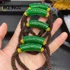 Kedja naturlig jade handvävd armband green porslin snidande lyx mode vackra jadeit smycken män och kvinnor tur amulet gåva y240420