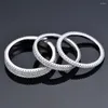 Cluster anneaux 2,5 mm Double Row Diamond 925 Silver Full Ring Women's Fashion Versatile Small et à la mode