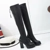 Boots Maogu High Heel Platform Dij Boot Women 2024 Ladies Shoes Botas de Mujer Autumn Winter Damesleer over de knie lang