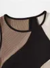 Women's Tanks Camis Casual Patchwork Rib Knit Tank Top Women Summer High Strt Y2K Clothes Color Block Slveless O-neck Crop Top Strtwear Y240420