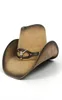 A154 Retro Mężczyźni i kobiety Wysokiej jakości skóra duża brzegi duży Tauren West Riding Beach Hat Cowboy Hat Obwód 58cm1396598