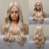 Produits capillaires Perruque synthétique en dentelle ondulée naturelle pré-cueillette blonde longue en dentelle quotidienne de cheveux frontaux pour femmes cosplay résistante à la chaleur