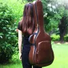 Caisses 40/41 pouces Pu Guitar Case acoustique Folk Guitar Gig Sac Couvercle avec sangle Sac de guitare imperméable Brown K020