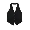 Damesvesten Waistcoat Women Vest Fashion Backless Halter Neck Sexy Mouwlevess Button-Up vrouwelijke bovenkleding chique tops