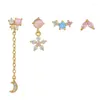 Studörhängen Migga 4st Romantic Small Flower Star Moon Set Gold Color Women Zircon Crystal Jewelry
