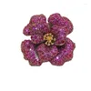 Broches Fleur de haute qualité Brooch Copper Material Golden Purple Gift For Girl Zircon Shinny