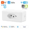 Wtyczki RSH Brazylia Wi -Fi inteligentna wtyczka 16a Tuya gniazdo gniazdka Monitorowanie energii AC100240V bezprzewodowy pilot z Alexa Google Home