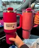 Yeni Floresan Renk Yeşil Söndürücü H2.0 40Oz Tumblers Kabuklu Kupalar Kapak ve Pipetler Paslanmaz Çelik Kahve Termos Tumbler DHL Nakliye