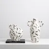 Vases Modern Living Room Table Flower Arrangement Decoration Simple Abstract Hand-painted Pattern Ceramic Vase With Ears