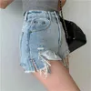 Women's Shorts MEXZT Hole Denim Shorts Women Y2K Frayed Tassel Jean Shorts Summer Strtwear Korean High Waist Slit Slim Casual Hot Pants New Y240420