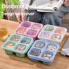 Dinnerware 4 Compartment Snack Box Reusable Side Dish With Lid Fruit Refrigerator Fresh Storage Containers Kitchen Tool Children Lunch