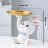 Rabbit Figurine Bunny Ornament Home Room Decoration Animal Statue Key TV Remote Storage Shelf Modern Sculpture Gift 240407