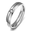 結婚指輪Eamti Men Ring Titanium白いキュービックジルコニアインレイ