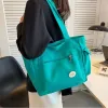 Borse borse da donna tela borsetta di grande capacità per studenti universitari Stume da spalla semplice tote borse quadrata beige nero verde
