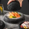 Black Molecular Cuisine Plate Dry Ice Cement Rock Dishes Meteorite Planet Sushi Dinner Plates Set