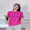 Designer Ladies Summer cotton T-shirt Hand-painted cursive lettering print Fashion trend cotton short sleeve T-shirt High quality ladies luxury couple T-shirt top