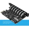 Kort orico super hastighet 7 port USB 3.0 pci -express kortadapter PCIe USB 3.0 nav med 15Pin SATA Strömanslutning PCIe Adapt för PC