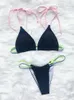 Dames zwemkleding bikini dames zwempak 2024 massieve sling micro bikini's set sexy veter zomers 2 -stuk strandkleding badkleding vrouw