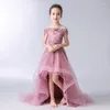 Robe fille robe princesse de fille 2024 printemps duvelu du fil de fil fleur de fleur de marche petit hôte Performance