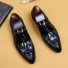 Dress Shoes British Pointy Mens Leather Crocodile Pattern Tassel Business Casual Men All-match Cowhide Herfst