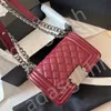 2024 Shoulder Bags Designer Classic Diamond Quilted Le Boy Flap Bag Sheepskin Crossbody Sier/gold Hardware Chain Women Square Handbags Outdoor Sacoche Purses