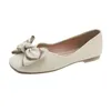 Casual Shoes 2024 Women's Bean Soft Sole Anti Slip Fairy Style Bow Shallow Mouth Versatile Mary Jane Small Leather