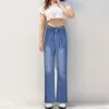 Jean pour femmes STRAP RETRO RETRO HEURS TRACK COUPE SUMME LEG LEG LIGNE PANT DE DENIM LAVE BLUE STREET VINTAGE