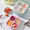 Dinnerware 4 Compartment Snack Box Reusable Side Dish With Lid Fruit Refrigerator Fresh Storage Containers Kitchen Tool Children Lunch