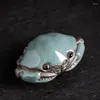 Tea Pets Porcelain Ice Crack Gray Blue Color Crab Pet Geyao Creative Handmade Crafts Play Accessories For Table Home Decor