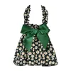 Hundklädklänning Bomull Floral Mönster Pet Bowknot Halter Dress Supplies