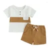 Clothing Sets 0-3Y Toddler Baby Boy Summer Clothes Cotton Soft Short Sleeve Contrast Color Tops And Solid Shorts 2Pcs Outfit