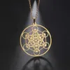 Hänge halsband rostfritt stål ängel tätning ärkeängel metatron halsband kvinnor män geometriska hemligheterna från kabbalisterna trädgård Solomon smycken y240420