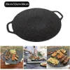 Koreaanse BBQ Grill Pan Nit -Round Round Griddle rookloos barbecuebord binnen buitendoor kookgrilling 240415