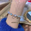 Chain Korean Fashion Opal Butterfly Bracelet for Women Ins Moonstone Crystal Bead Moon Zircon Bangles Friendship Party Jewelry Gifts Y240420