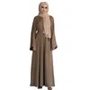 Ethnische Kleidung Frauen lässig Kleid solide muslimische Flare -Ärmel Abaya Elegant arabisch Kaftan Long Hijab Outfit