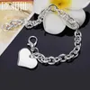 Kedja Simple Heart Card Silver Color Armband för Women Chain Wedding Party Lady Valentines Day Gifts smycken Y240420