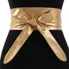 Belts Green Women Belt Leather Cumber Bands For Wide Waist Bow Self Tie Wrap Brand Ladies Fashion